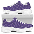 Purple Grey And White Tattersall Print White Chunky Shoes