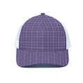 Purple Grey And White Tattersall Print White Mesh Trucker Hat