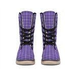 Purple Grey And White Tattersall Print Winter Boots