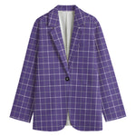 Purple Grey And White Tattersall Print Women's Blazer