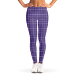 Purple Grey And White Tattersall Print Women's Leggings
