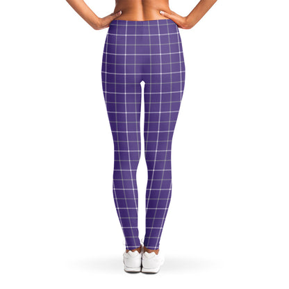 Purple Grey And White Tattersall Print Women's Leggings