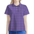 Purple Grey And White Tattersall Print Women's Polo Shirt