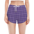 Purple Grey And White Tattersall Print Women's Split Running Shorts