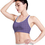 Purple Grey And White Tattersall Print Women's Sports Bra