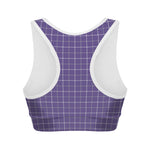 Purple Grey And White Tattersall Print Women's Sports Bra