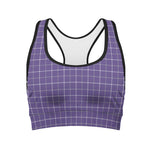 Purple Grey And White Tattersall Print Women's Sports Bra