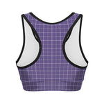 Purple Grey And White Tattersall Print Women's Sports Bra