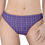 Purple Grey And White Tattersall Print Women's Thong