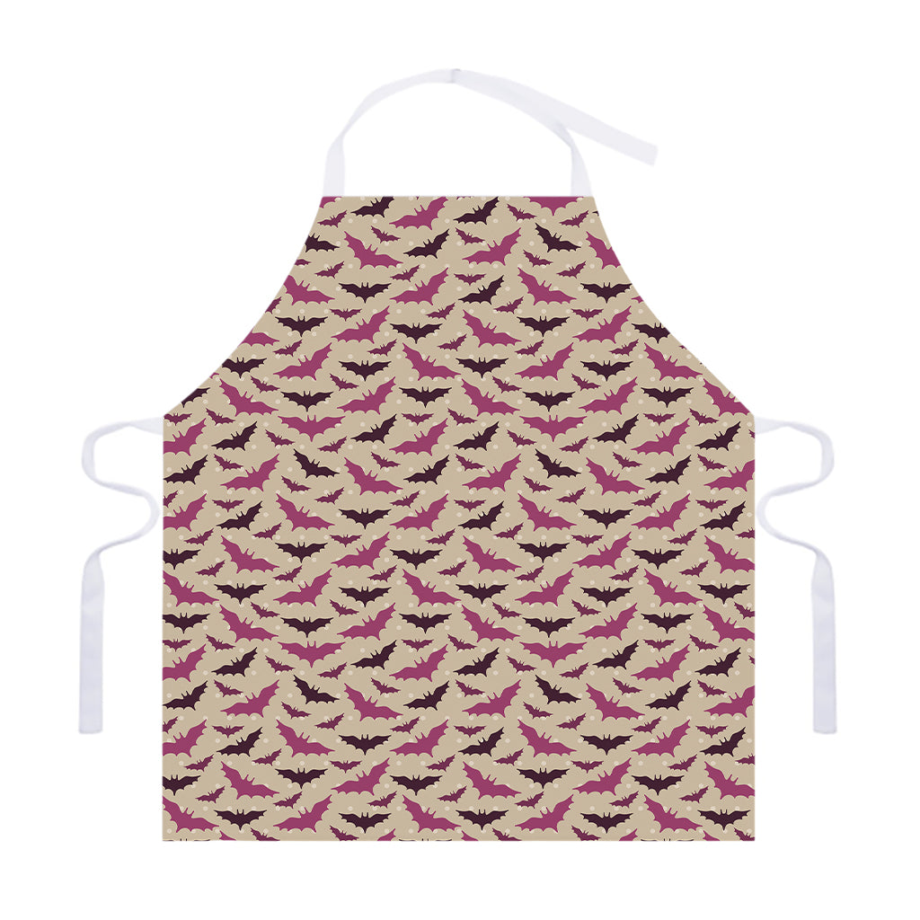 Purple Halloween Bat Pattern Print Adjustable Apron