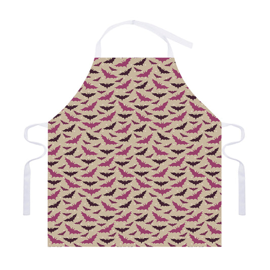 Purple Halloween Bat Pattern Print Adjustable Apron