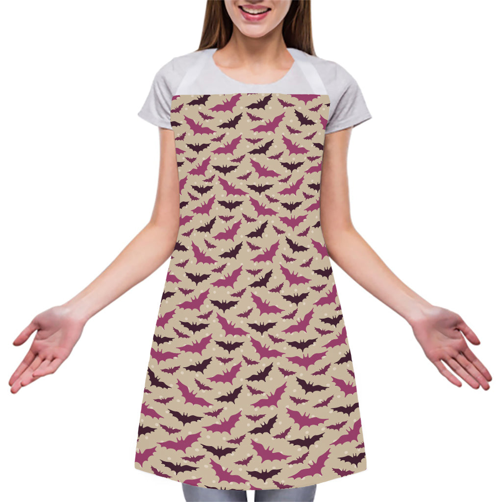 Purple Halloween Bat Pattern Print Adjustable Apron