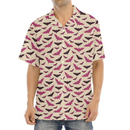 Purple Halloween Bat Pattern Print Aloha Shirt