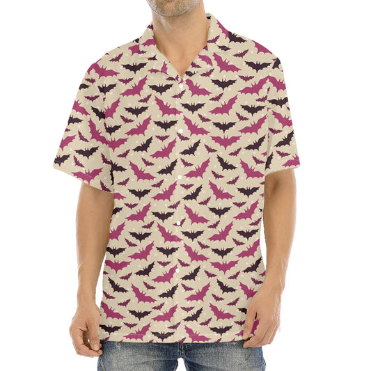 Purple Halloween Bat Pattern Print Aloha Shirt