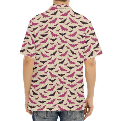 Purple Halloween Bat Pattern Print Aloha Shirt