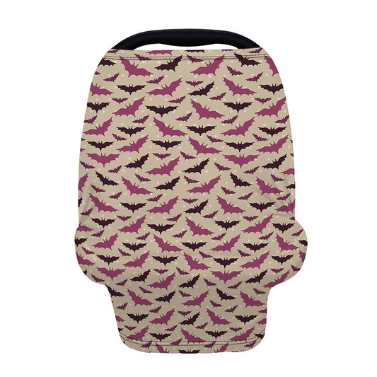 Purple Halloween Bat Pattern Print Baby Seat Cover