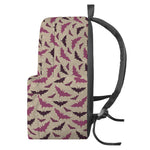 Purple Halloween Bat Pattern Print Backpack