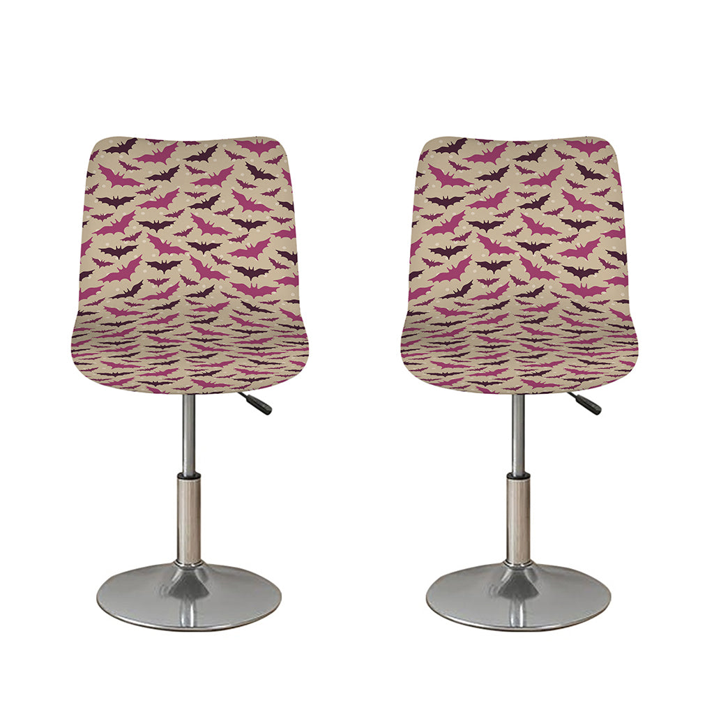 Purple Halloween Bat Pattern Print Bar Stool Covers