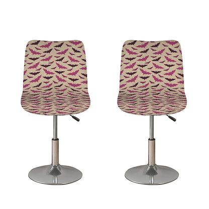 Purple Halloween Bat Pattern Print Bar Stool Covers
