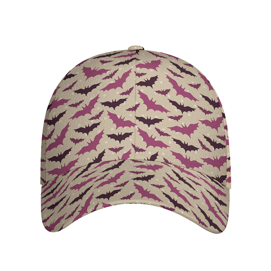 Purple Halloween Bat Pattern Print Baseball Cap