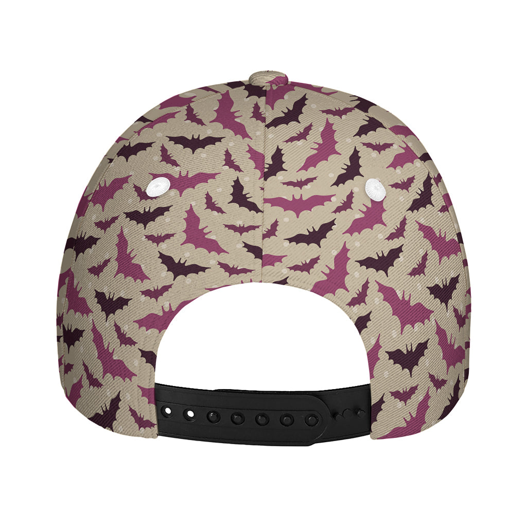 Purple Halloween Bat Pattern Print Baseball Cap