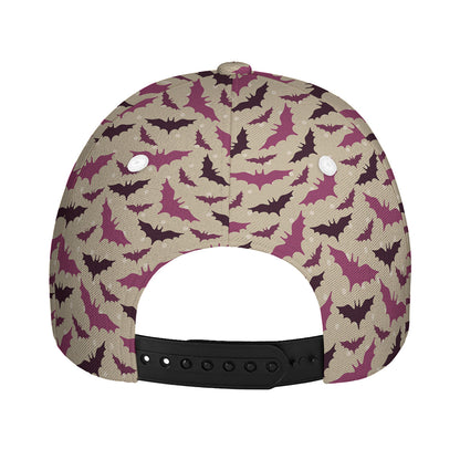 Purple Halloween Bat Pattern Print Baseball Cap