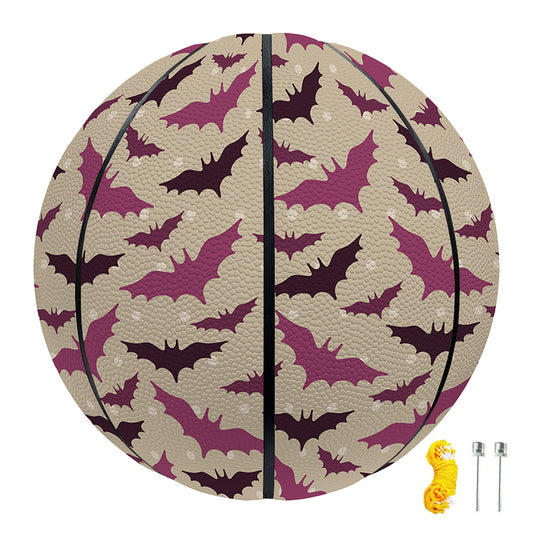 Purple Halloween Bat Pattern Print Basketball