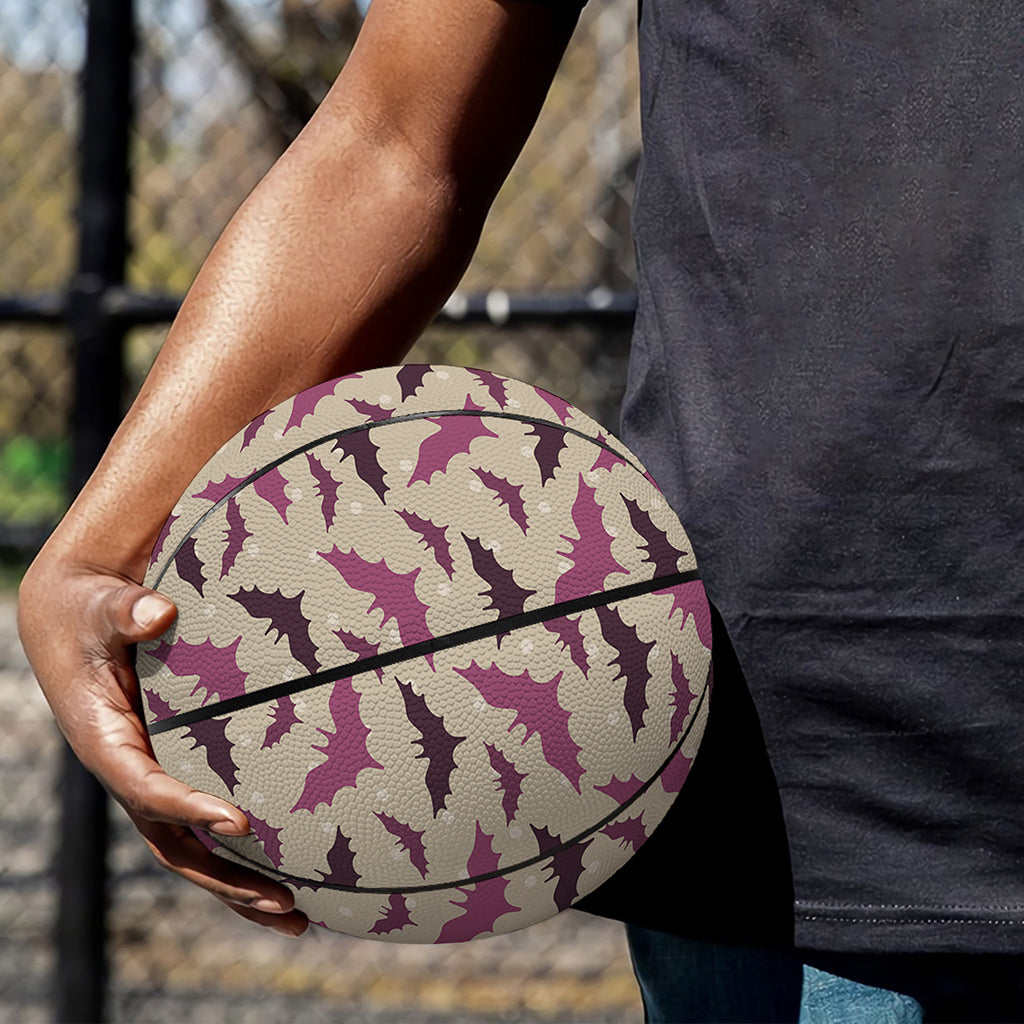 Purple Halloween Bat Pattern Print Basketball