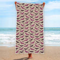 Purple Halloween Bat Pattern Print Beach Towel