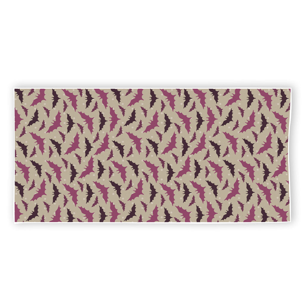 Purple Halloween Bat Pattern Print Beach Towel