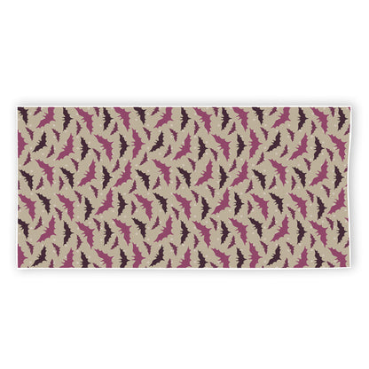 Purple Halloween Bat Pattern Print Beach Towel