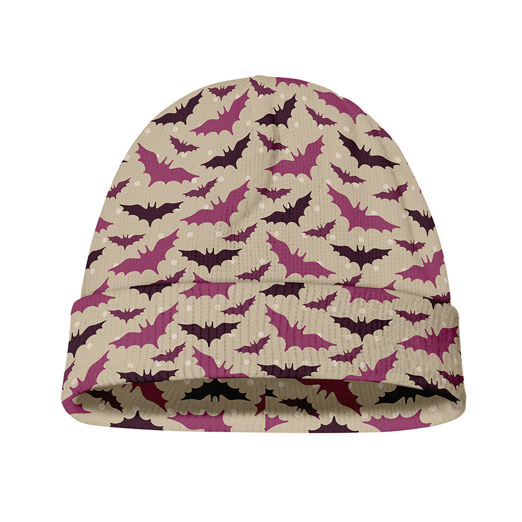 Purple Halloween Bat Pattern Print Beanie