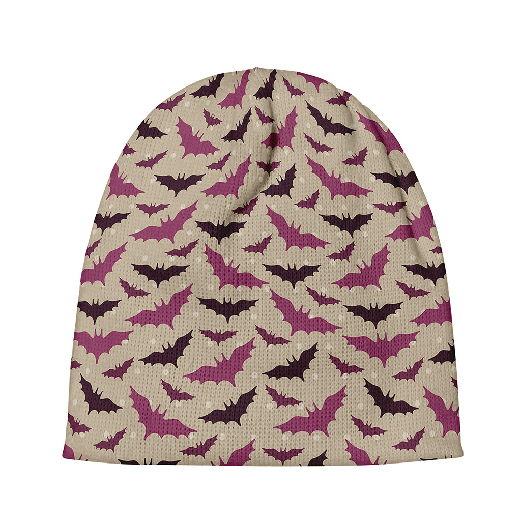 Purple Halloween Bat Pattern Print Beanie