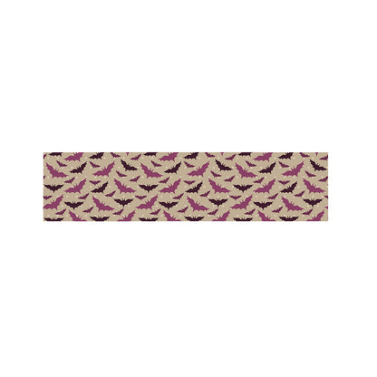 Purple Halloween Bat Pattern Print Bed Runner
