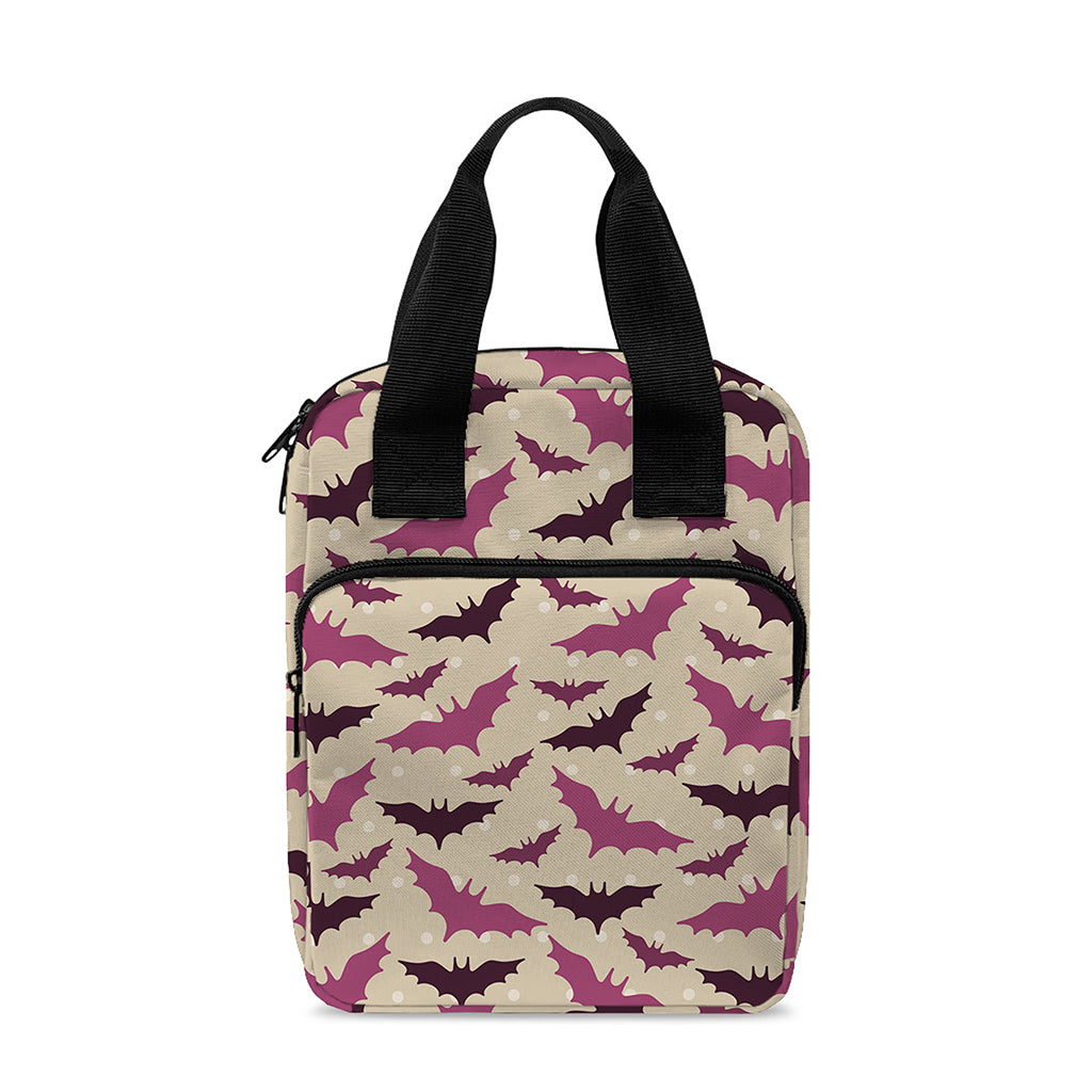 Purple Halloween Bat Pattern Print Bible Tote Bag