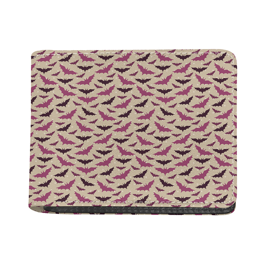 Purple Halloween Bat Pattern Print Bifold Wallet