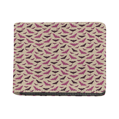 Purple Halloween Bat Pattern Print Bifold Wallet