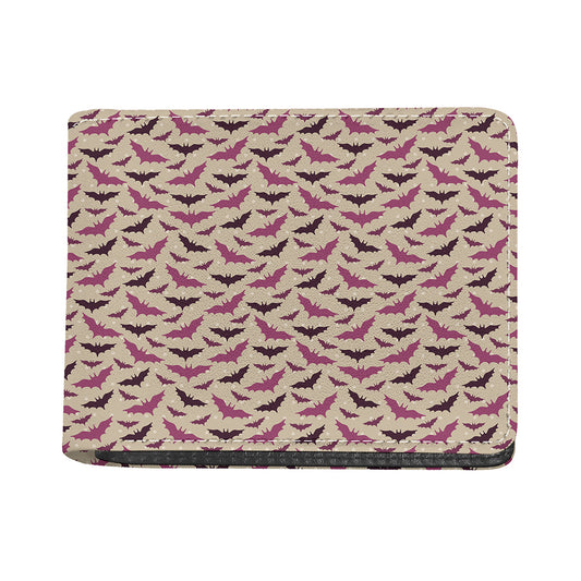 Purple Halloween Bat Pattern Print Bifold Wallet