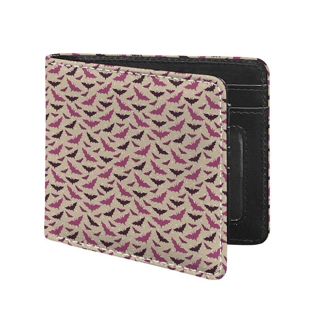 Purple Halloween Bat Pattern Print Bifold Wallet