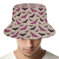 Purple Halloween Bat Pattern Print Bucket Hat