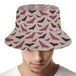 Purple Halloween Bat Pattern Print Bucket Hat