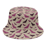 Purple Halloween Bat Pattern Print Bucket Hat