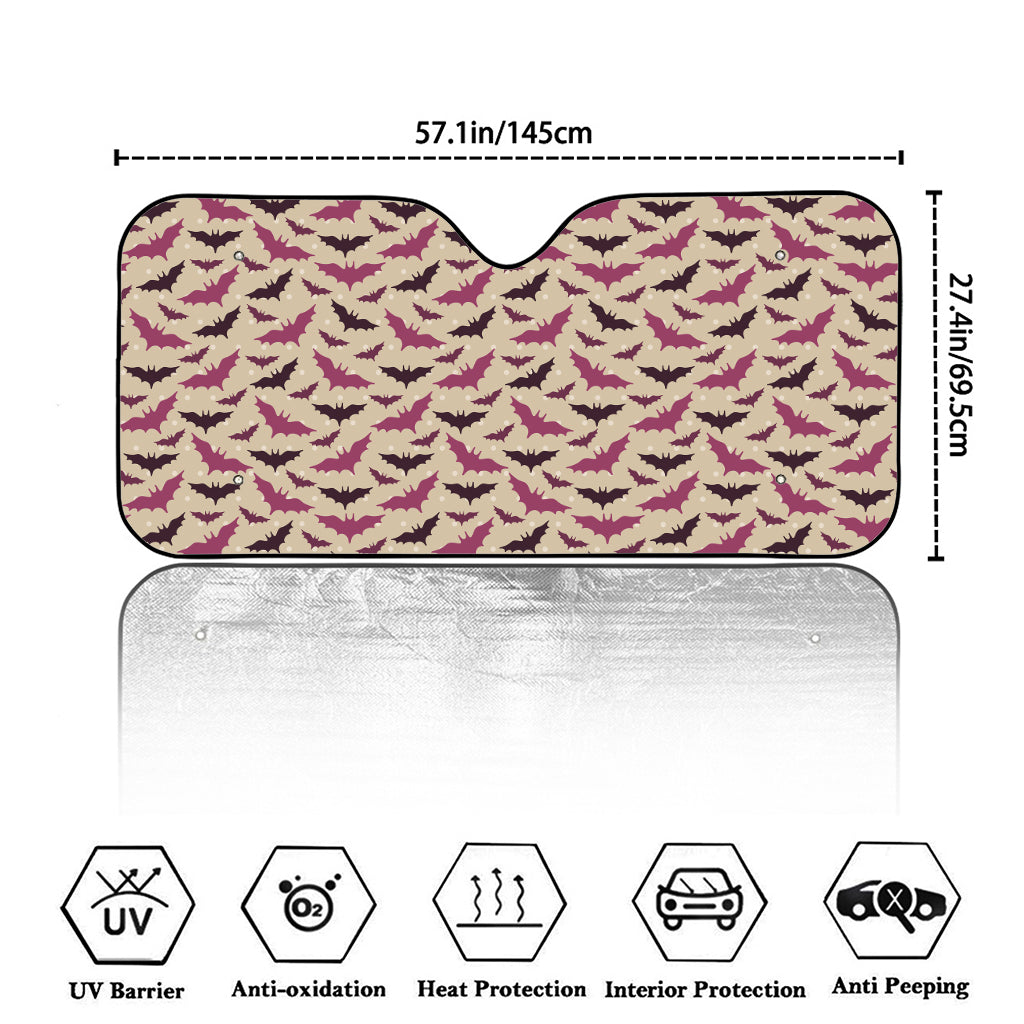 Purple Halloween Bat Pattern Print Car Windshield Sun Shade