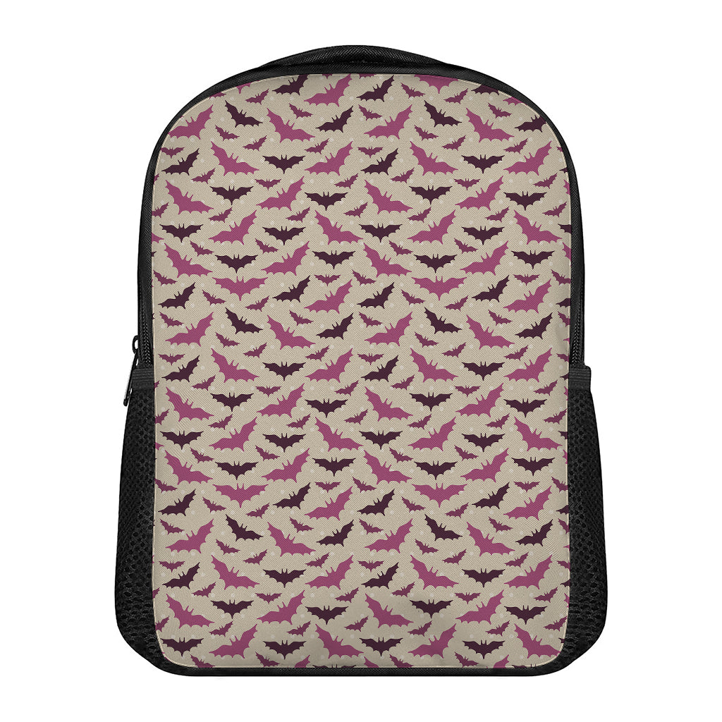 Purple Halloween Bat Pattern Print Casual Backpack