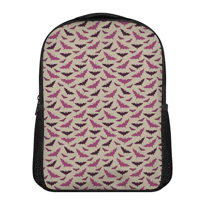 Purple Halloween Bat Pattern Print Casual Backpack