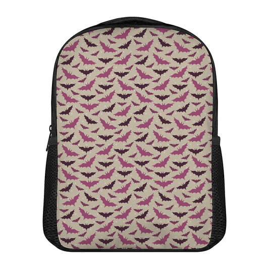 Purple Halloween Bat Pattern Print Casual Backpack