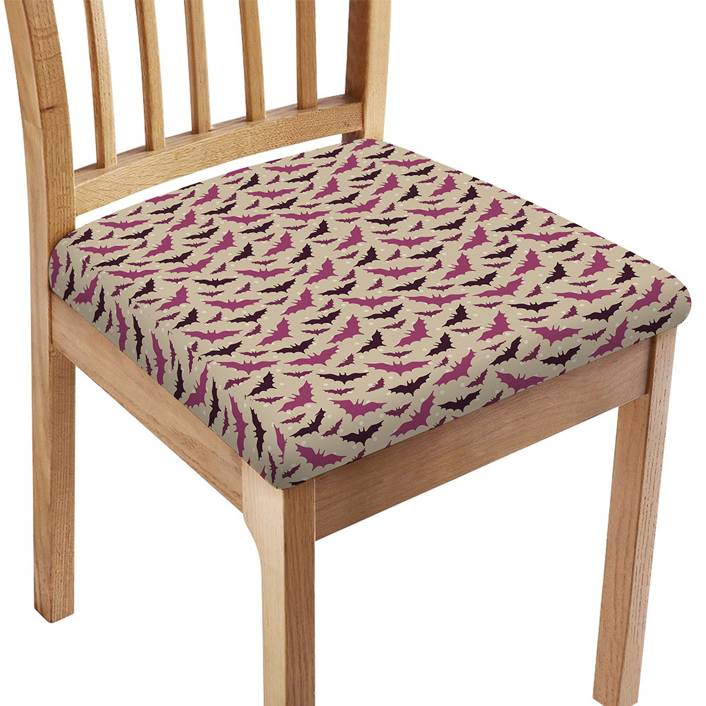Purple Halloween Bat Pattern Print Chair Cushion Cover