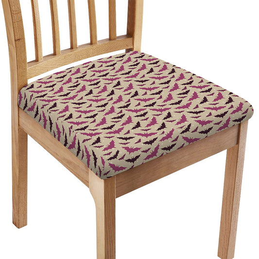 Purple Halloween Bat Pattern Print Chair Cushion Cover