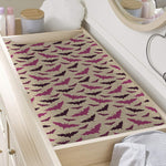 Purple Halloween Bat Pattern Print Changing Pad Cover