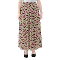 Purple Halloween Bat Pattern Print Chiffon Maxi Skirt
